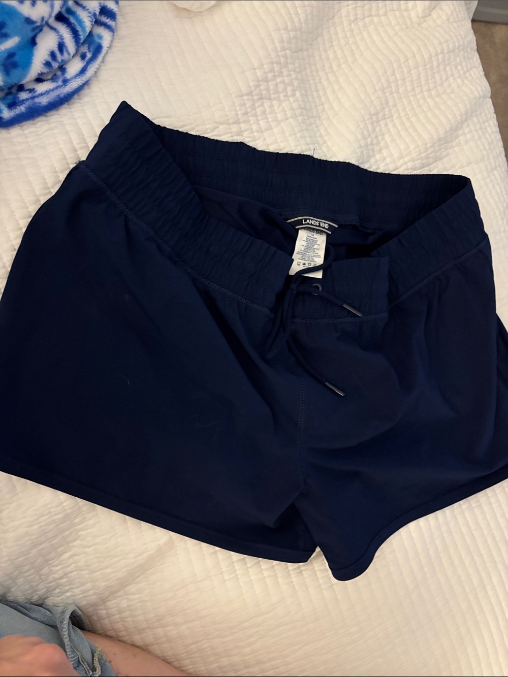 Lands' End Navy Drawstring Swim Athletic Shorts
